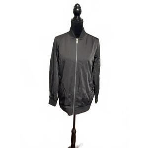 Bernardo Black Full Zip Bomber Jacket Utility Sleeve Pocket mens Size S